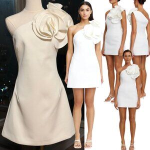 🆕 ACLER 🧿 NWOT Turflea One Shoulder Mini Dress, Ivory - Sz AU 14 US 10